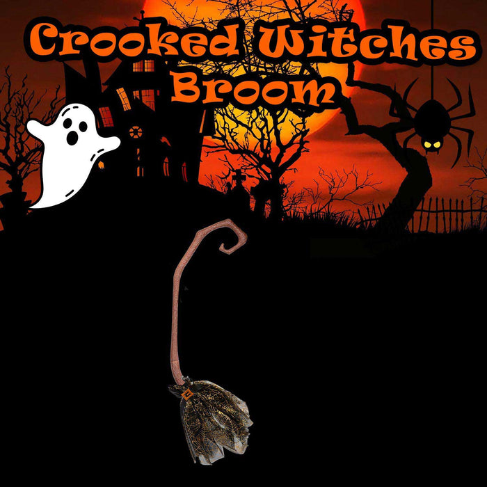 Crooked Witches Broom Halloween Fancy Dress 88cm x 20cm Black X 1