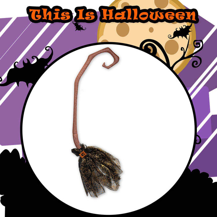Crooked Witches Broom Halloween Fancy Dress 88cm x 20cm Black X 1