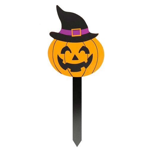 Pumpkin Stake Sign Halloween Decoration 18cm x 13cm Orange X 1