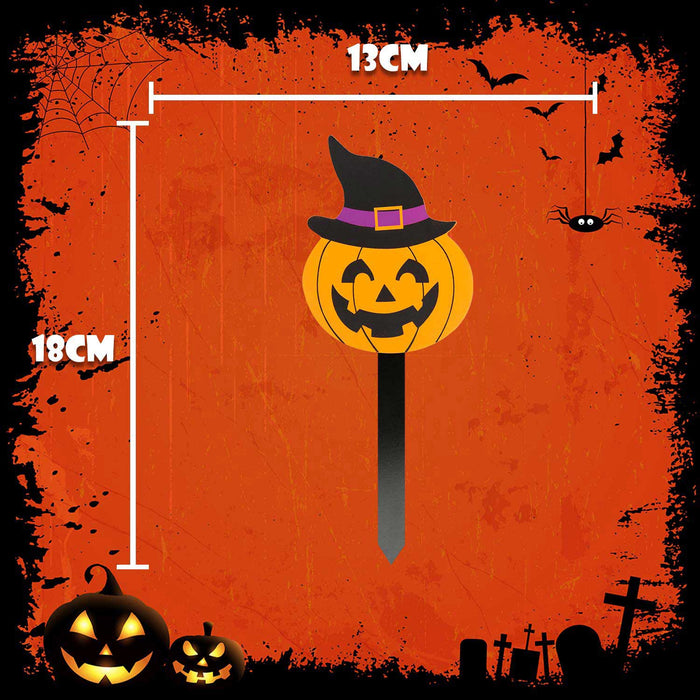 Pumpkin Stake Sign Halloween Decoration 18cm x 13cm Orange X 1
