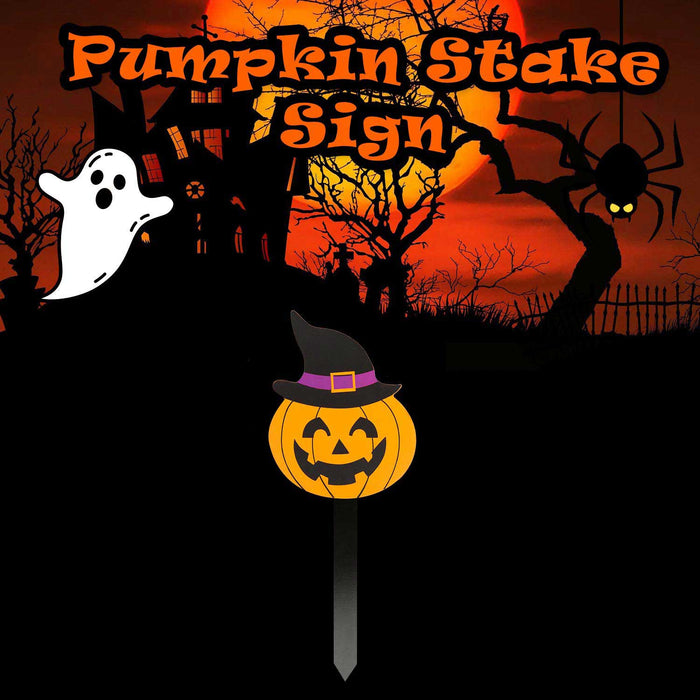 Pumpkin Stake Sign Halloween Decoration 18cm x 13cm Orange X 1