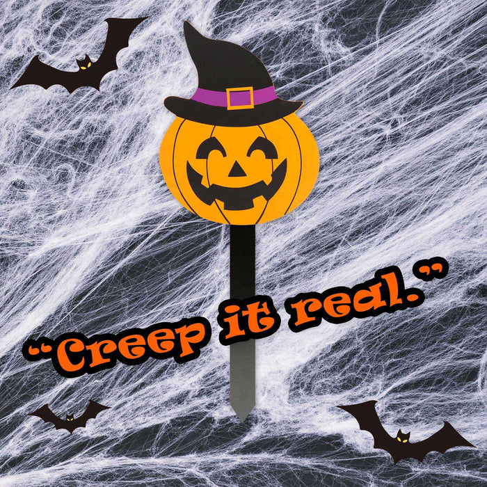 Pumpkin Stake Sign Halloween Decoration 18cm x 13cm Orange X 1