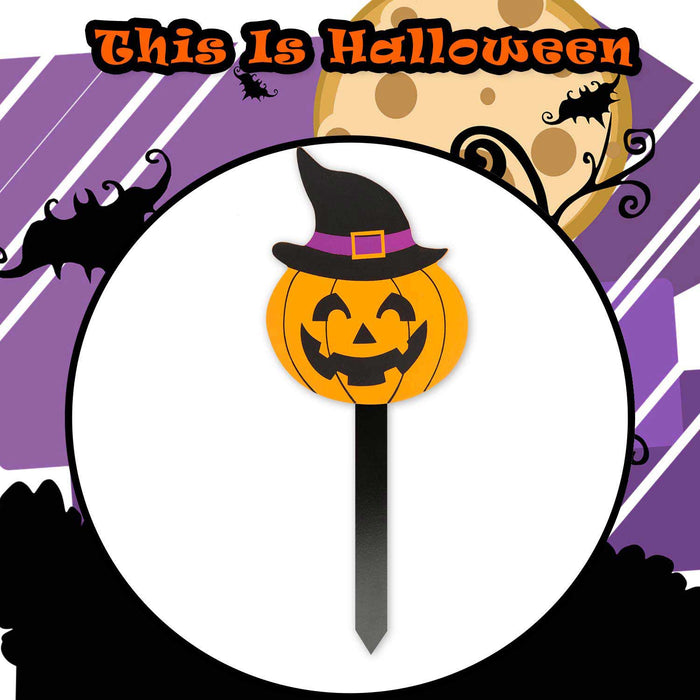 Pumpkin Stake Sign Halloween Decoration 18cm x 13cm Orange X 1