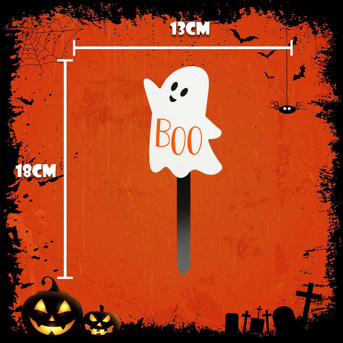 Ghost Stake Sign Halloween Decoration 18cm x 13cm White X 1