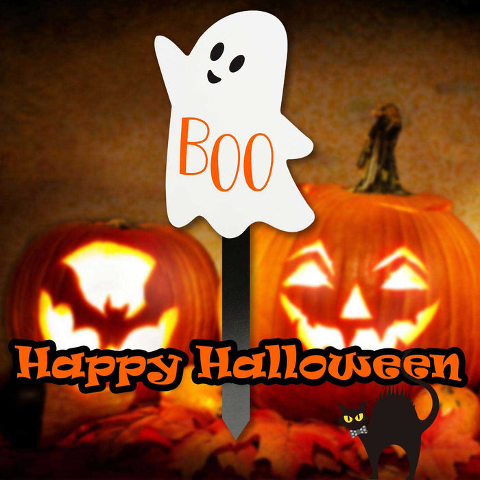 Ghost Stake Sign Halloween Decoration 18cm x 13cm White X 1
