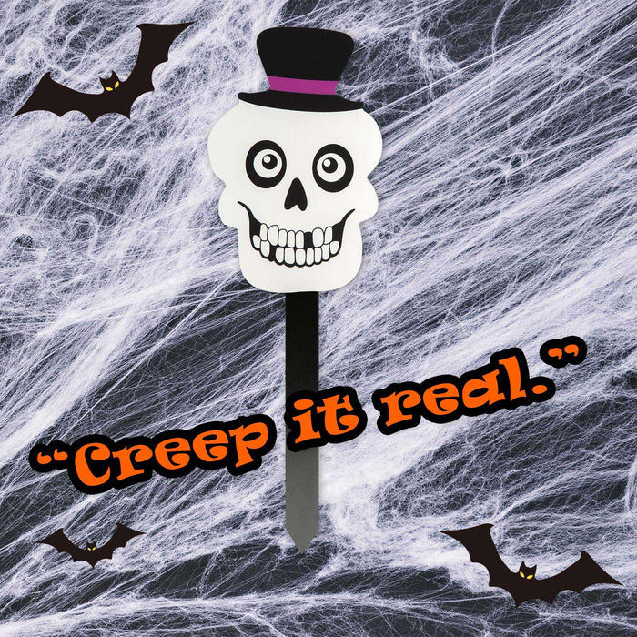 Skeleton Stake Sign Halloween Decoration 18cm x 13cm White X 1