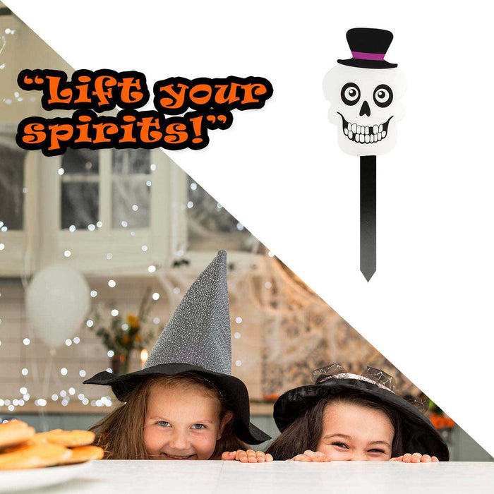 Skeleton Stake Sign Halloween Decoration 18cm x 13cm White X 1