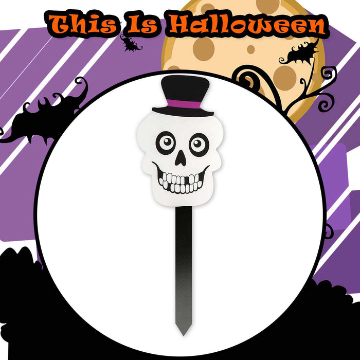 Skeleton Stake Sign Halloween Decoration 18cm x 13cm White X 1