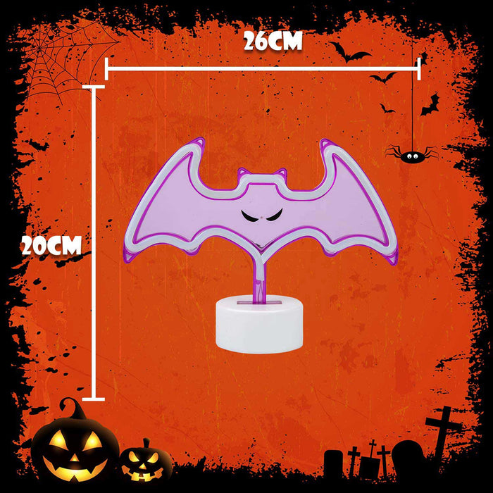 Neon Bat Table Light Halloween Decoration 20cm x 26cm Purple X 1