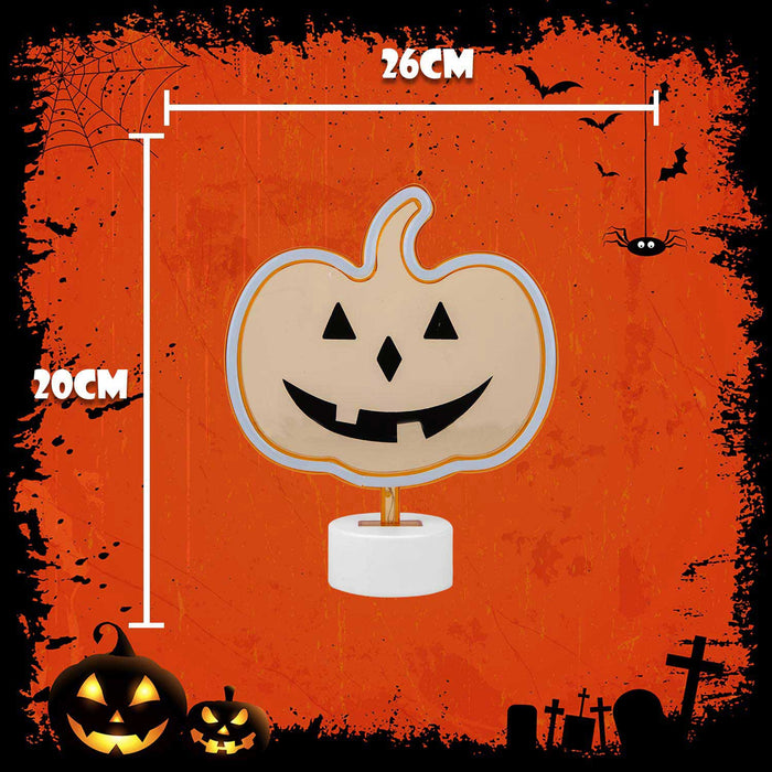 Neon Pumkin Table Light Halloween Decoration 20cm x 26cm Orange X 1