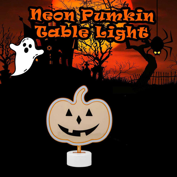 Neon Pumkin Table Light Halloween Decoration 20cm x 26cm Orange X 1