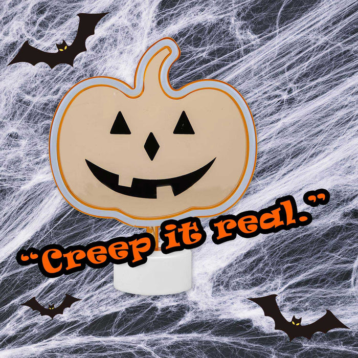 Neon Pumkin Table Light Halloween Decoration 20cm x 26cm Orange X 1