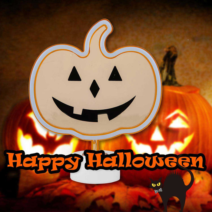 Neon Pumkin Table Light Halloween Decoration 20cm x 26cm Orange X 1
