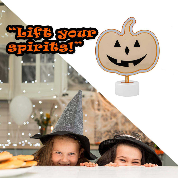 Neon Pumkin Table Light Halloween Decoration 20cm x 26cm Orange X 1