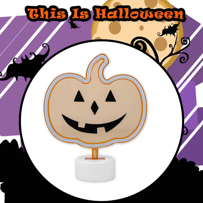 Neon Pumkin Table Light Halloween Decoration 20cm x 26cm Orange X 1