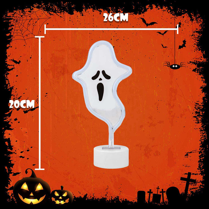 Neon Ghost Table Light Halloween Decoration 20cm x 26cm White X 1
