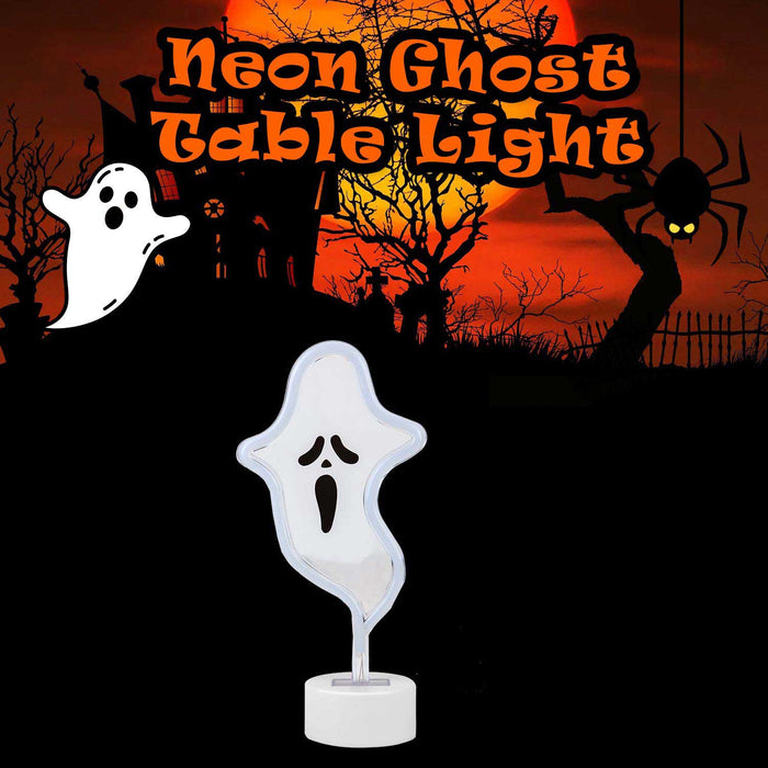 Neon Ghost Table Light Halloween Decoration 20cm x 26cm White X 1