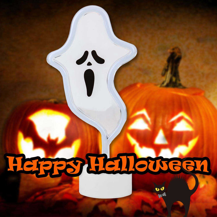 Neon Ghost Table Light Halloween Decoration 20cm x 26cm White X 1