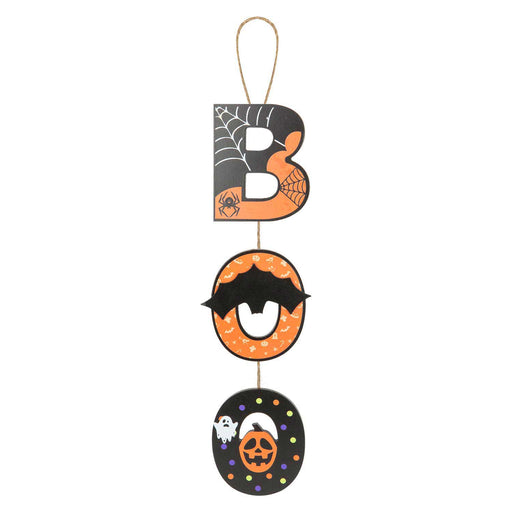 Boo Hanging Sign Halloween Decoration 50cm x 13cm Multi X 1