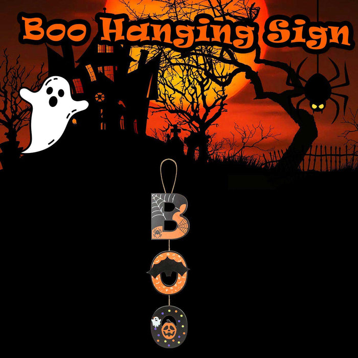Boo Hanging Sign Halloween Decoration 50cm x 13cm Multi X 1
