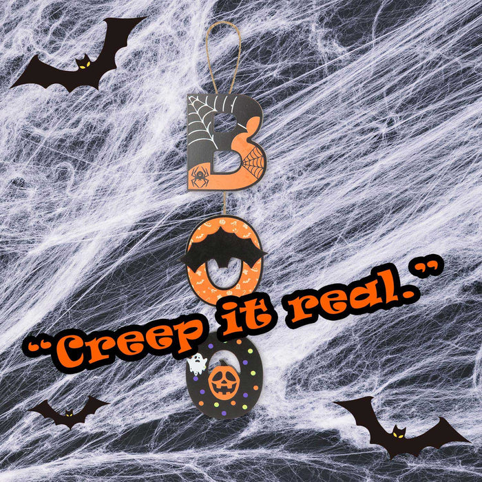 Boo Hanging Sign Halloween Decoration 50cm x 13cm Multi X 1