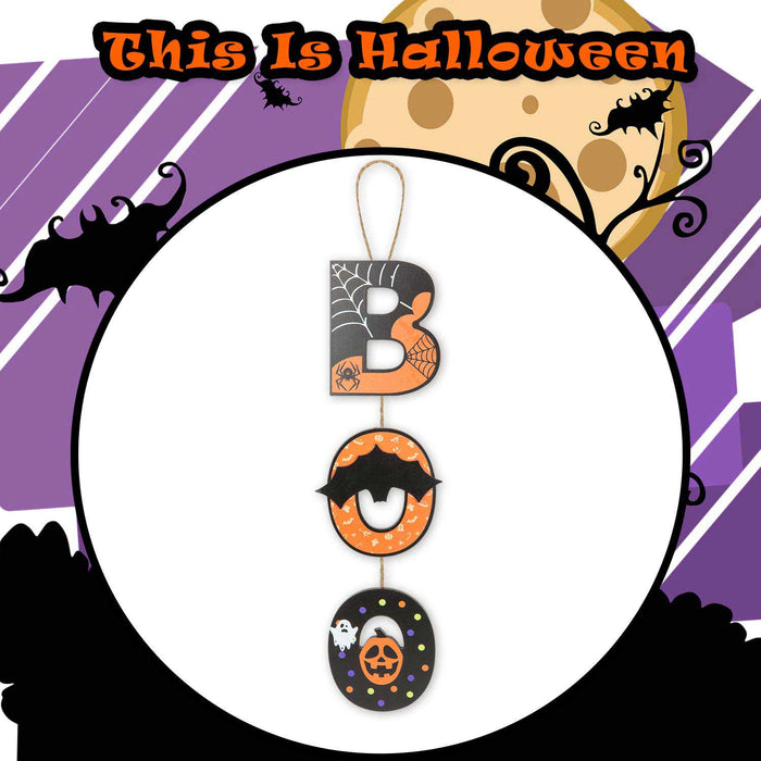 Boo Hanging Sign Halloween Decoration 50cm x 13cm Multi X 1