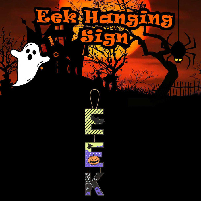 Eek Hanging Sign Halloween Decoration 50cm x 13cm Multi X 1