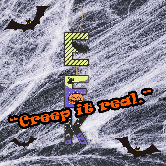Eek Hanging Sign Halloween Decoration 50cm x 13cm Multi X 1
