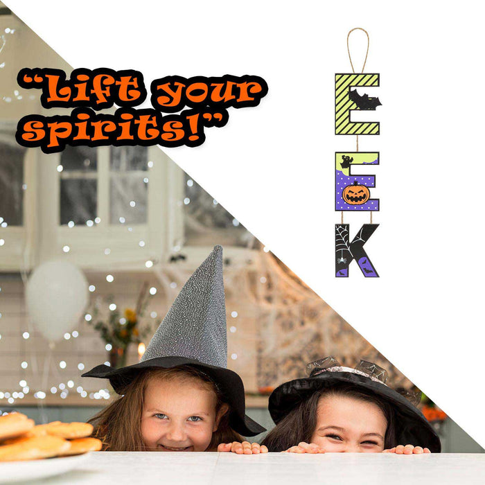 Eek Hanging Sign Halloween Decoration 50cm x 13cm Multi X 1