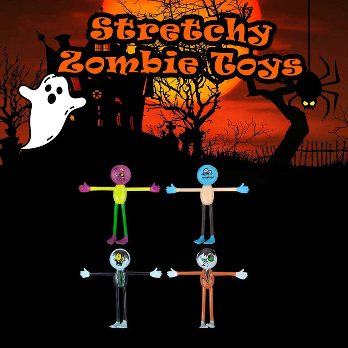 Stretchy Zombie Toys Halloween Fun 18cm x 13cm Multi X 4