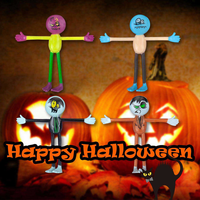 Stretchy Zombie Toys Halloween Fun 18cm x 13cm Multi X 4