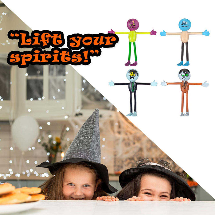 Stretchy Zombie Toys Halloween Fun 18cm x 13cm Multi X 4