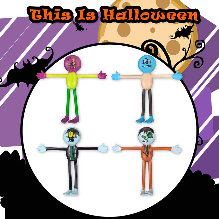 Stretchy Zombie Toys Halloween Fun 18cm x 13cm Multi X 4