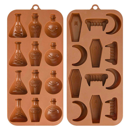 Halloween Chocolate Moulds Fun Designs 27cm x 10cm Brown X 2
