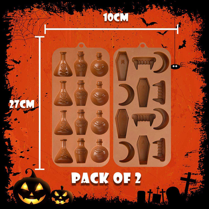 Halloween Chocolate Moulds Fun Designs 27cm x 10cm Brown X 2