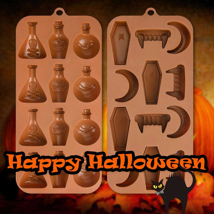Halloween Chocolate Moulds Fun Designs 27cm x 10cm Brown X 2