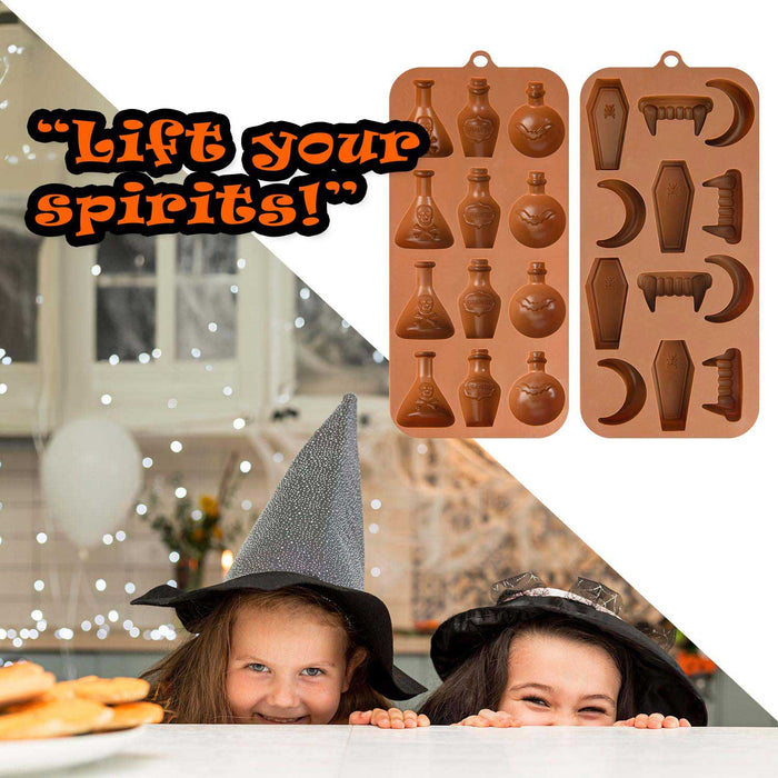Halloween Chocolate Moulds Fun Designs 27cm x 10cm Brown X 2
