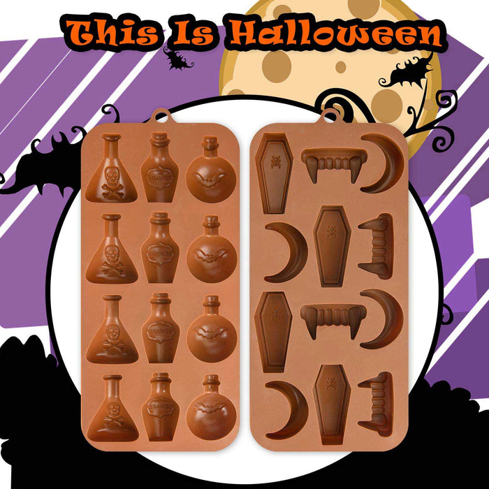 Halloween Chocolate Moulds Fun Designs 27cm x 10cm Brown X 2