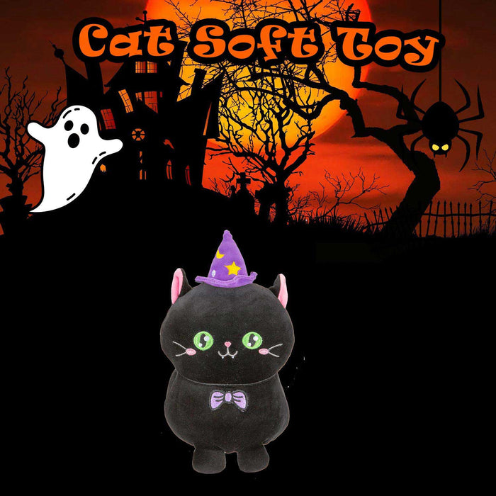 Cat Soft Toy Halloween Themed Plush 26cm x 14cm Black X 1