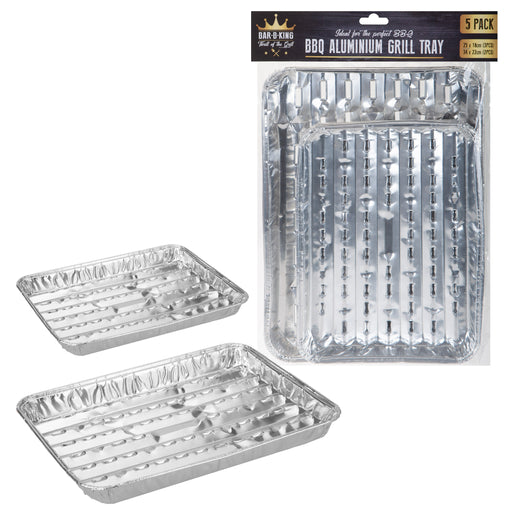 BBQ Aluminium Grill Trays Assorted Sizes (5 Pack)