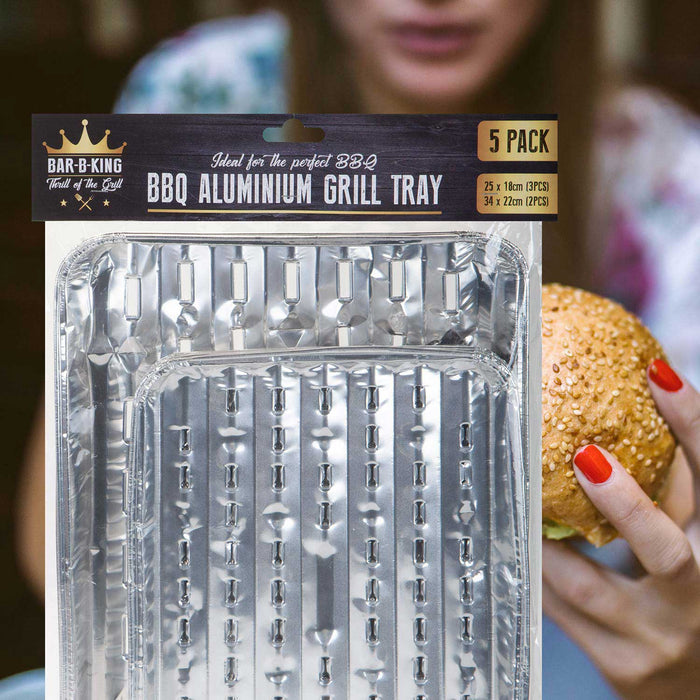 BBQ Aluminium Grill Trays Assorted Sizes (5 Pack)