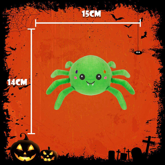Spider Soft Toy Halloween Themed Plush 14cm x 15cm Green X 1