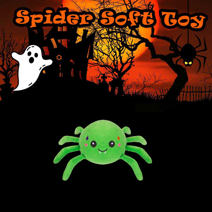 Spider Soft Toy Halloween Themed Plush 14cm x 15cm Green X 1