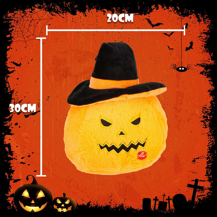 Pumpkin Singing Soft Toy Halloween Themed 30cm x 20cm Orange X 1