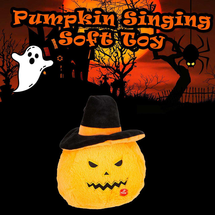 Pumpkin Singing Soft Toy Halloween Themed 30cm x 20cm Orange X 1