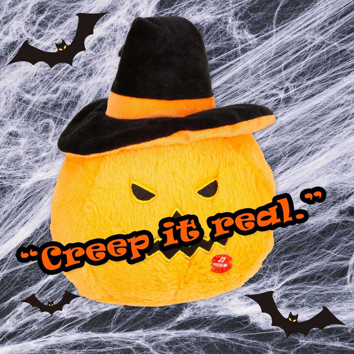 Pumpkin Singing Soft Toy Halloween Themed 30cm x 20cm Orange X 1
