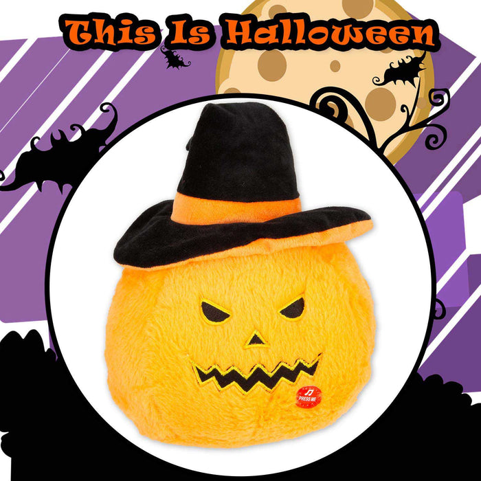Pumpkin Singing Soft Toy Halloween Themed 30cm x 20cm Orange X 1