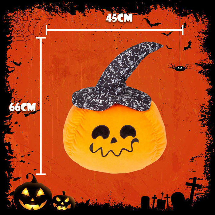 Pumpkin Soft Toy Halloween Plush 66cm x 45cm Black Skeleton Hat X 1