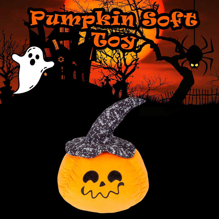 Pumpkin Soft Toy Halloween Plush 66cm x 45cm Black Skeleton Hat X 1