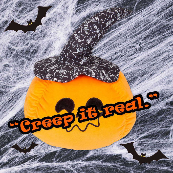Pumpkin Soft Toy Halloween Plush 66cm x 45cm Black Skeleton Hat X 1